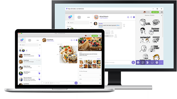 Viber for Desktop on Windows and laptop screens