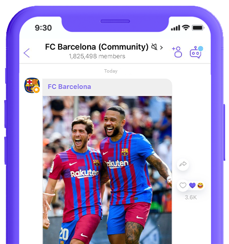 Viber community conversation on a phone