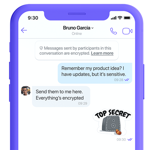 Encrypted Viber chat conversation on a phone